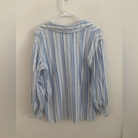 CAbi #5894 Blue Striped Linen Blend Pacific Tunic Blouse XS - Picture 3 of 9